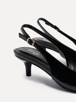 Zwart - Linzi Elvira slingback pumps met kleine hak