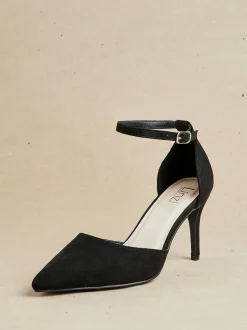 Zwart - Linzi Lavora Stiletto pumps met enkelbandje en wijde pasvorm