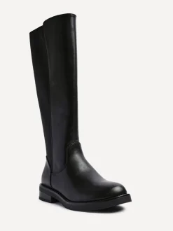Zwart - Linzi League High Leg Boots with Gusset Back