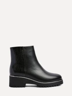 Zwart - Linzi Navigate Croc Mix Wedge Ankle Boots
