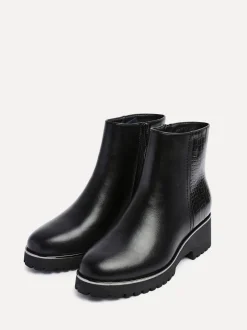 Zwart - Linzi Navigate Croc Mix Wedge Ankle Boots