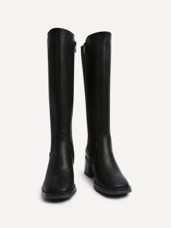 Zwart - Linzi Reason Block Heel High Leg Boots With Back Stretch Panel