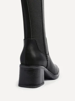 Zwart - Linzi Reason Block Heel High Leg Boots With Back Stretch Panel