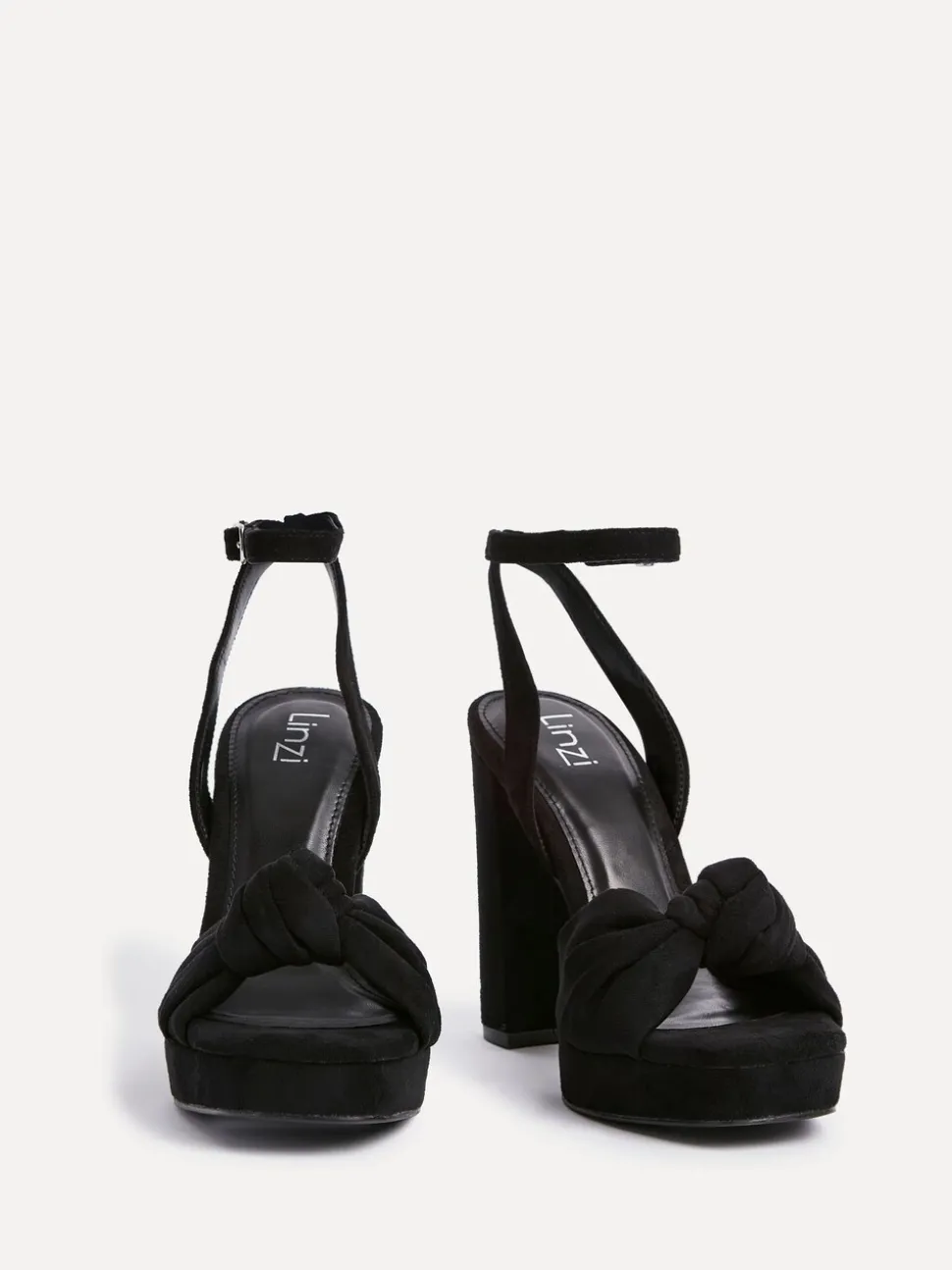 Zwart - Linzi Ruba Platform Heels With Knotted Front Strap