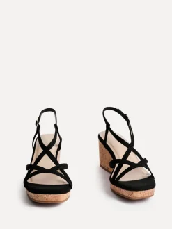 Zwart - Linzi Safiya Strappy Wedges Sandals With Wrap Around Ankle Strap