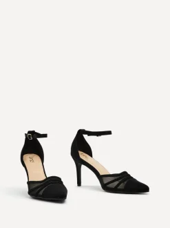 Zwart - Linzi Serri pumps met naaldhak en mesh in de voorkant