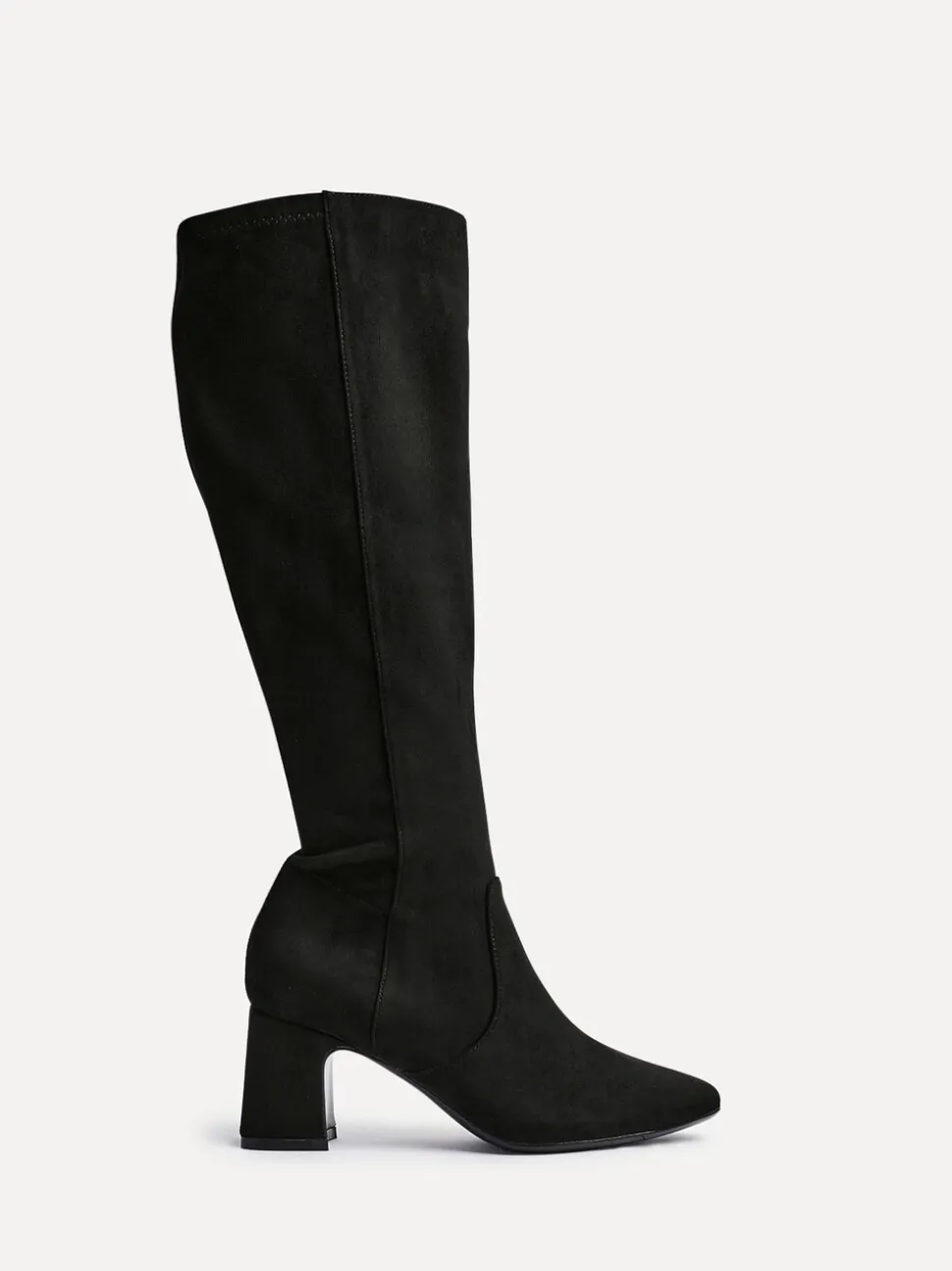 Zwart - Linzi Slate Stretch Knee High Block Heel Boots