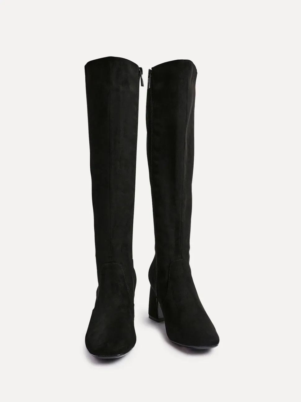 Zwart - Linzi Slate Stretch Knee High Block Heel Boots