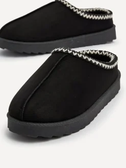 Zwart - Linzi Tana Faux Suede Slip-On Slippers