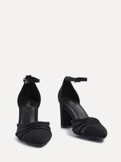 Zwart - Linzi Tasha Block Court Heels Shoes With Mesh Front Detail