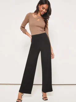 Zwart - Lipsy - Broek met wijde pijpen en hoge taille
