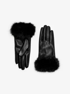Zwart - Lipsy Faux Fur Leather Look Gloves
