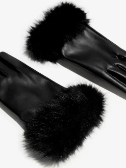 Zwart - Lipsy Faux Fur Leather Look Gloves