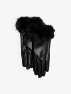 Zwart - Lipsy Faux Fur Leather Look Gloves
