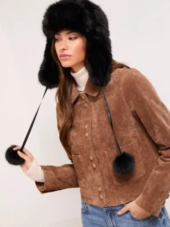 Zwart - Lipsy Faux Fur Trapper Hat with Poms
