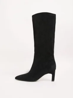 Zwart - Lipsy Faux Leather Knee High Low Kitten Heel Boots