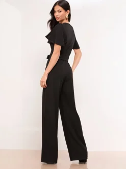 Zwart - Lipsy Hardware Belted Short Sleeve Jumpsuit