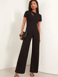 Zwart - Lipsy jumpsuit met korte mouwen en gesplitst detail