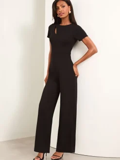 Zwart - Lipsy jumpsuit met korte mouwen en gesplitst detail