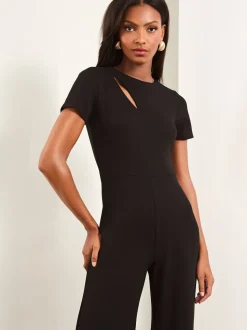 Zwart - Lipsy jumpsuit met korte mouwen en gesplitst detail