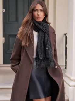 Zwart - Lipsy Shimmer Ribbed Scarf