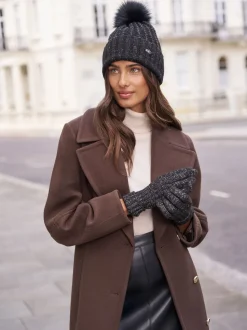 Zwart - Lipsy Shimmer Ribbed Pom Hat