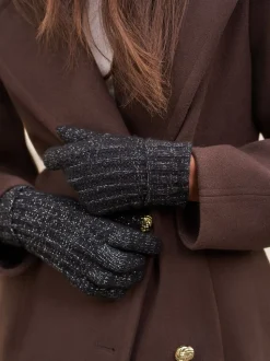 Zwart - Lipsy Shimmer Ribbed Knitted Gloves