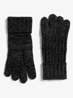 Zwart - Lipsy Shimmer Ribbed Knitted Gloves