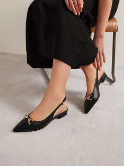 Zwart - Long Tall Sally Metal Trim Sling Back Shoes