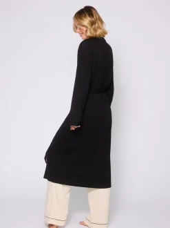 Zwart - Loungeable Rib Kimono Dressing Gown
