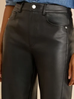 Zwart - Love & Roses Faux Leather Barrel Leg Trousers