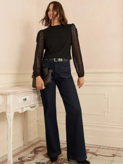 Zwart - Love & Roses Long Sleeve Lace Top