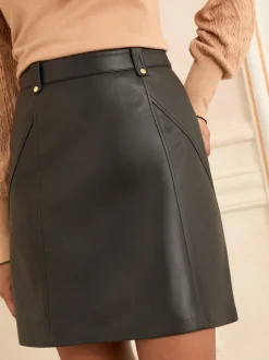 Zwart - Love & Roses minirok van imitatieleer