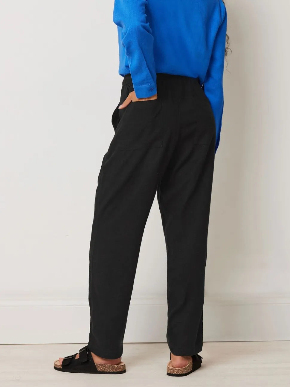Zwart - M&Co Petite linnen joggingbroek