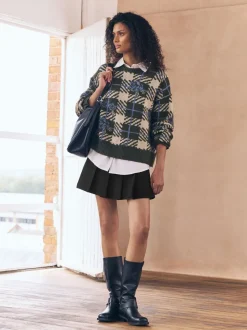 Zwart - Mini Jersey Pleated Skirt
