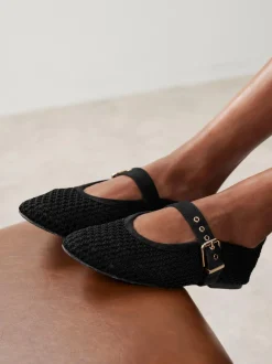 Zwart - Mint Velvet Trixie Mesh Ballet Flat Pumps