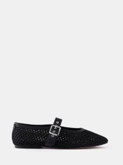 Zwart - Mint Velvet Trixie Mesh Ballet Flat Pumps