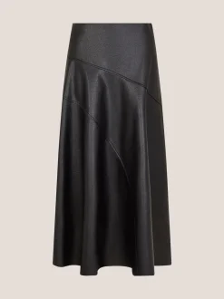 Zwart - Monsoon Marnie Faux Leather Midi Skirt