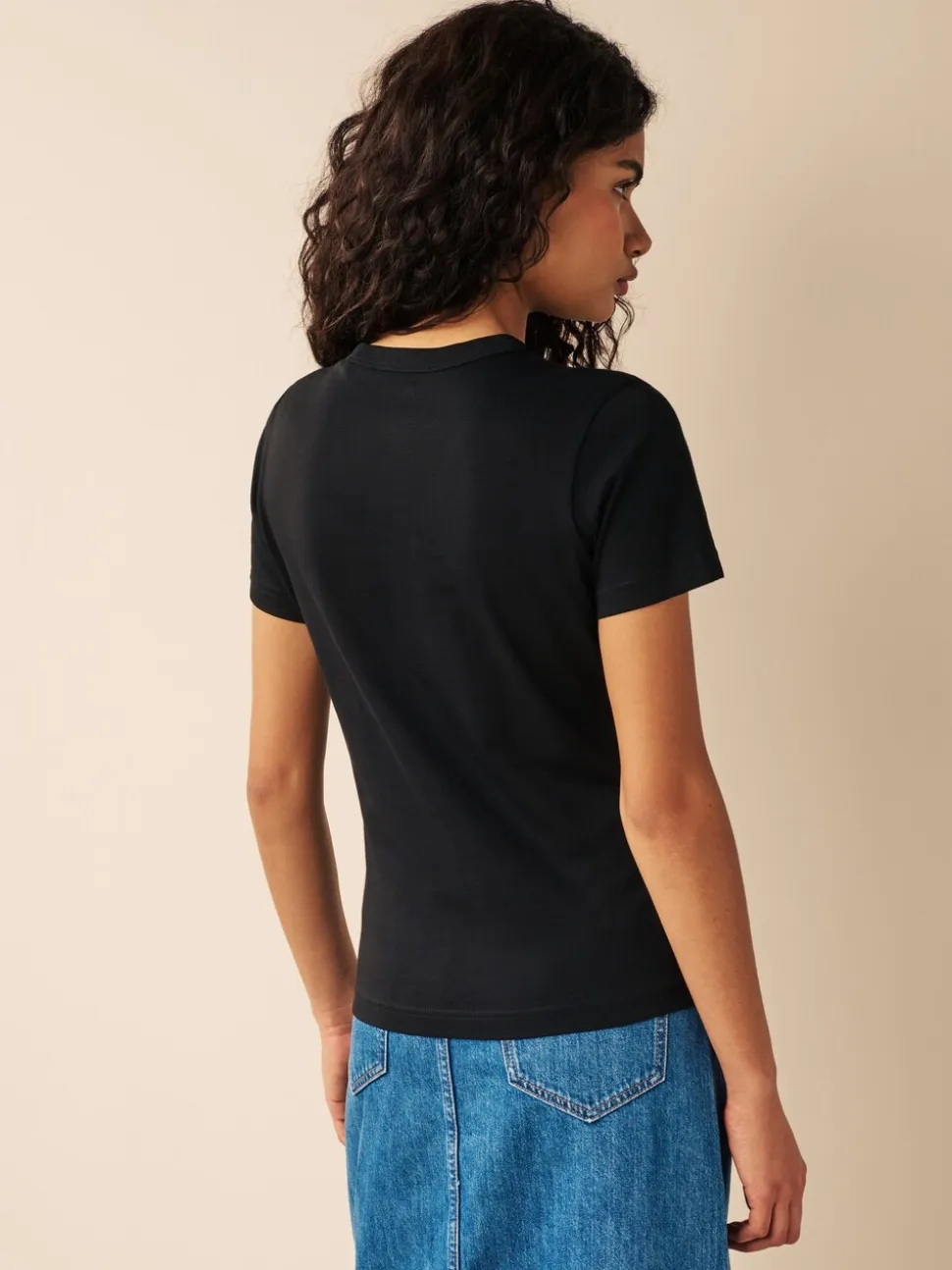 Zwart - Must-have zuiver katoenen T-shirt met ronde hals en korte mouwen