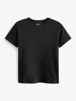 Zwart - Must-have zuiver katoenen T-shirt met ronde hals en korte mouwen