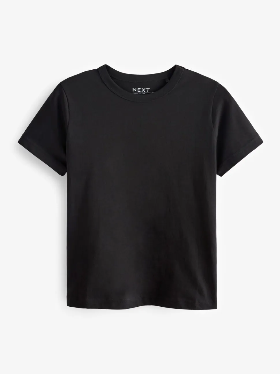 Zwart - Must-have zuiver katoenen T-shirt met ronde hals en korte mouwen