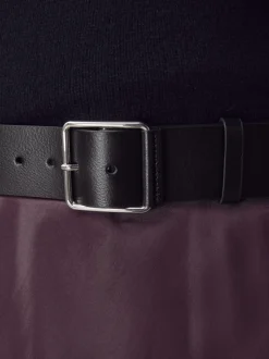 Zwart - N. Premium brede leren riem, Made in Italy
