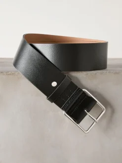 Zwart - N. Premium brede leren riem, Made in Italy