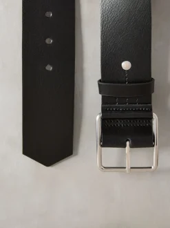 Zwart - N. Premium brede leren riem, Made in Italy