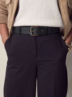 Zwart - N. Premium casual leren riem van Italiaans fabricaat