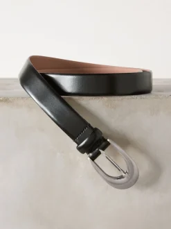 Zwart - N. Premium Made In Italië Plus-maten leren riem met gesp