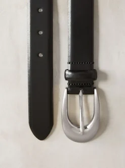 Zwart - N. Premium Made In Italië Plus-maten leren riem met gesp