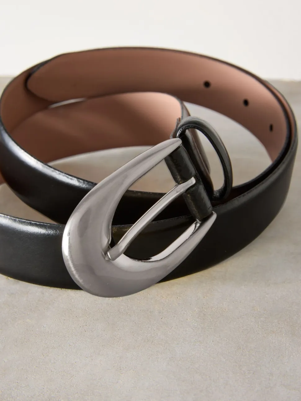 Zwart - N. Premium Made In Italië Plus-maten leren riem met gesp