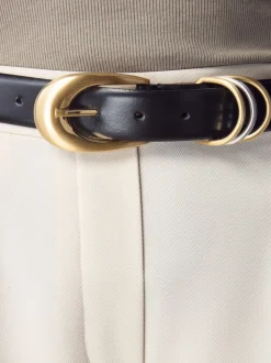 Zwart - N. Premium Made in Italië leren riem met meerdere ringen