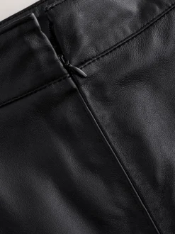 Zwart - N. Premium rok van echt leer